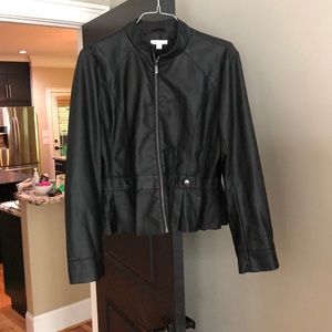 Peplum leather jacket
